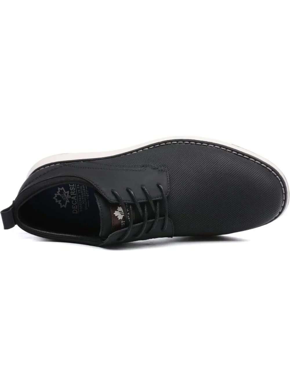 Men's Black Pin-dot Kitten Heel Perforated Lace-up Business Dress Oxford Shoes